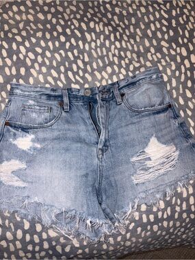 Blank NYC Light Blue Distressed Denim Jean Shorts